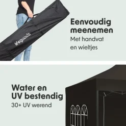 LifeGoods 3 x 3 meter partytent met zijwanden - Anthracite