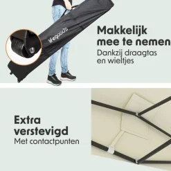 LifeGoods 3 x 4,5 meter partytent met zijwanden - Beige