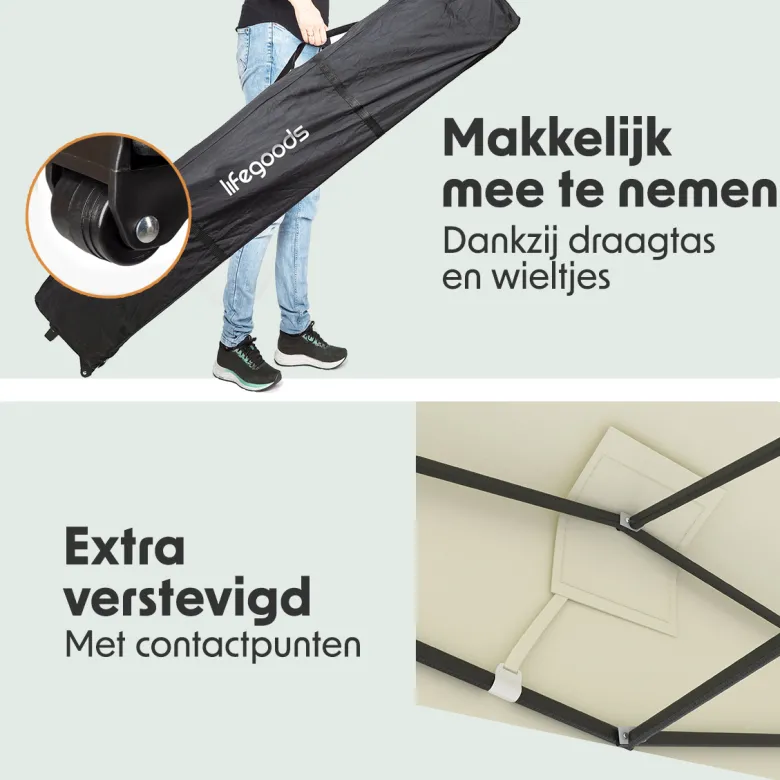 LifeGoods 3 x 4,5 meter partytent met zijwanden - Beige