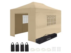 LifeGoods 3 x 4,5 meter partytent met zijwanden - Beige