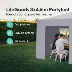 LifeGoods 3 x 6 meter partytent met zijwanden- Dark Grey