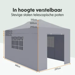 LifeGoods 3 x 6 meter partytent met zijwanden- Dark Grey