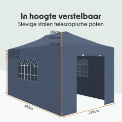LifeGoods 3 x 4,5 meter partytent met zijwanden - Dark Blue