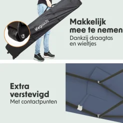 LifeGoods 3 x 4,5 meter partytent met zijwanden - Dark Blue