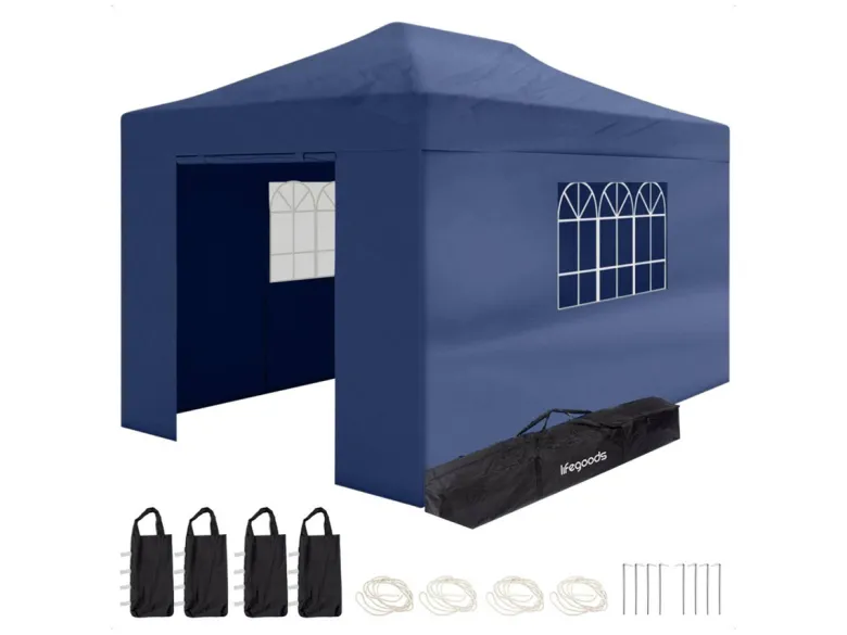 LifeGoods 3 x 4,5 meter partytent met zijwanden - Dark Blue