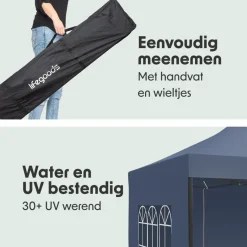 LifeGoods 3 x 3 meter partytent met zijwanden - Dark Blue