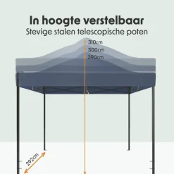 LifeGoods 3 x 3 meter partytent met zijwanden - Dark Blue