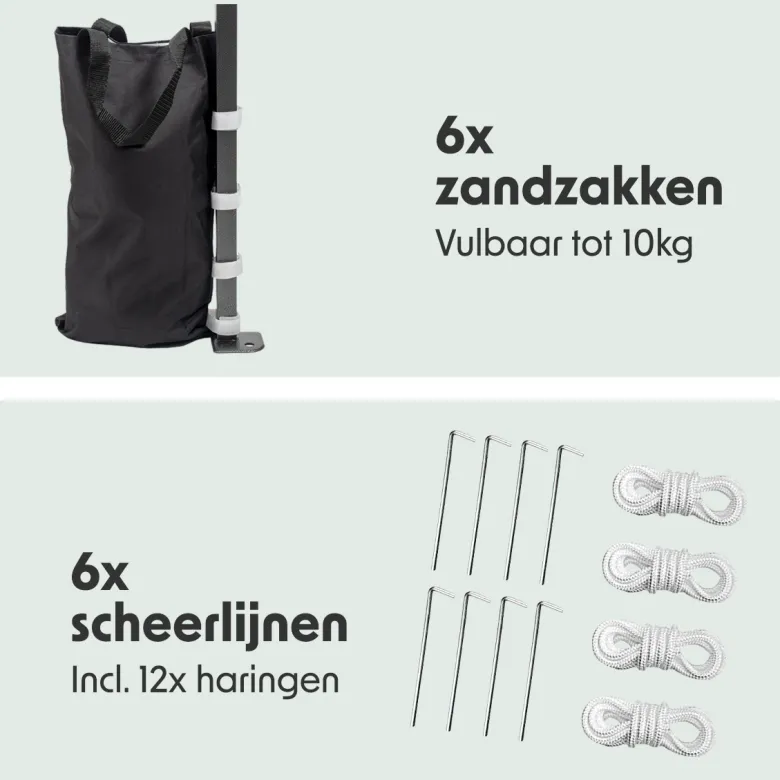 LifeGoods 3 x 6 meter partytent met zijwanden - Anthracite