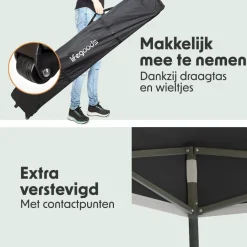 LifeGoods 3 x 6 meter partytent met zijwanden - Anthracite