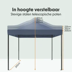 LifeGoods 3x3 m partytent - Dark Blue
