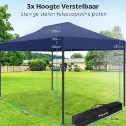 LifeGoods 3x4.5 m partytent - Dark Blue