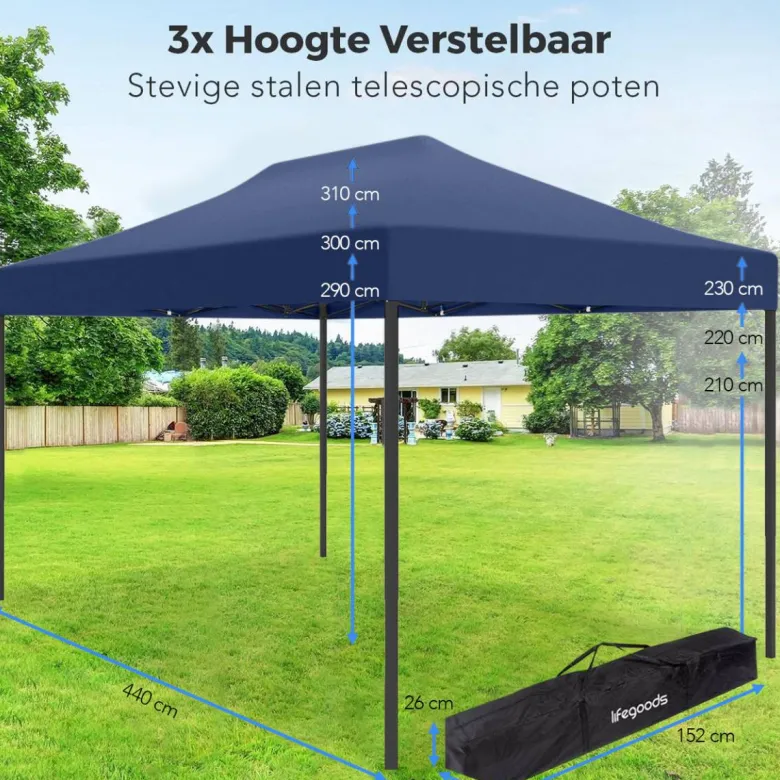 LifeGoods 3x4.5 m partytent - Dark Blue