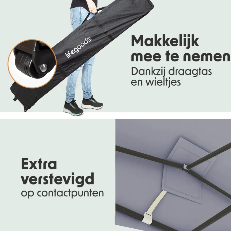 LifeGoods 3x3 m partytent - Dark Grey