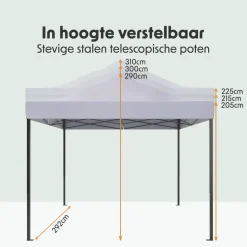 LifeGoods 3x3 m partytent - Dark Grey