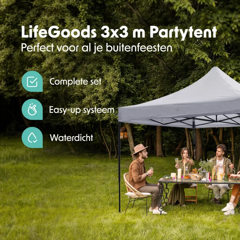 LifeGoods 3x3 m partytent - Dark Grey