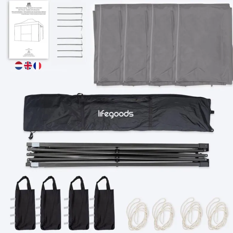 LifeGoods 3x4.5 m partytent - Dark Grey
