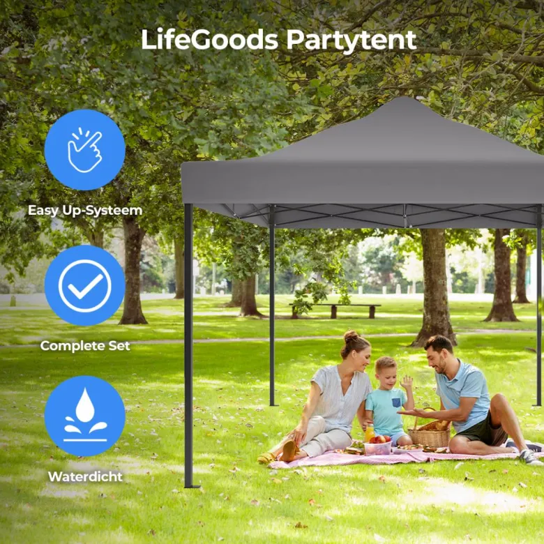 LifeGoods 3x4.5 m partytent - Dark Grey
