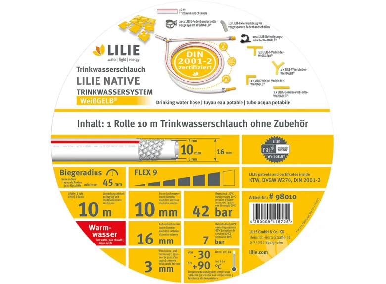 Lilie drinkwaterslang red - 10 meter