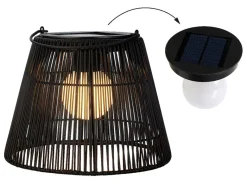Lumineo Black rieten solar lantaarn