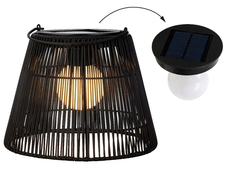 Lumineo Black rieten solar lantaarn
