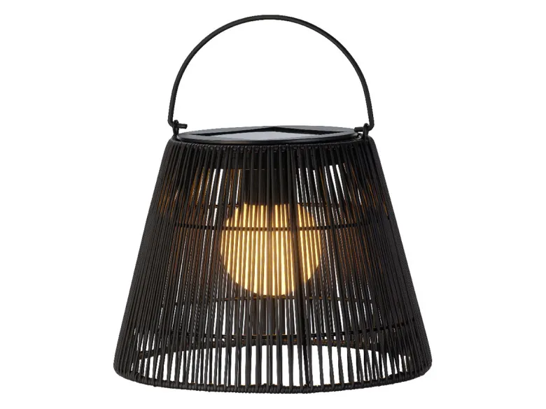 Lumineo Black rieten solar lantaarn