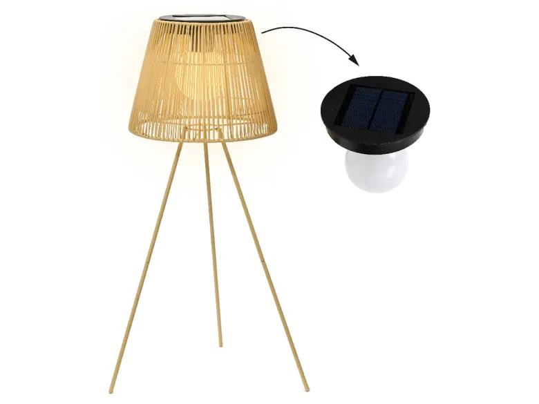 Lumineo Natural rieten solar vloerlamp