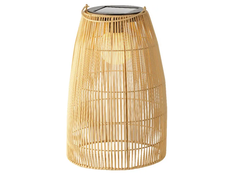 Lumineo Natural rieten steady solar lantaarn