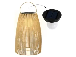 Lumineo Natural rieten steady solar lantaarn