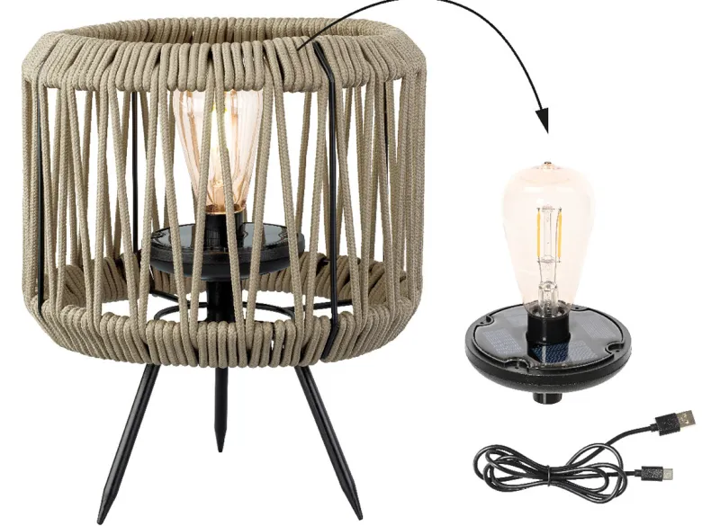 Lumineo Sand touw solar tafellamp