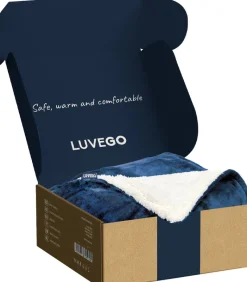 Luvego fleece/sherpa elektrische deken 160x120cm - Dark Blue