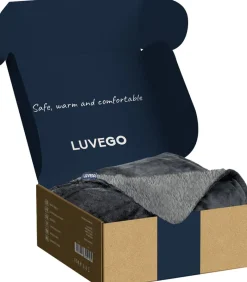 Luvego fleece/sherpa elektrische deken 160x120cm - Dark Blue