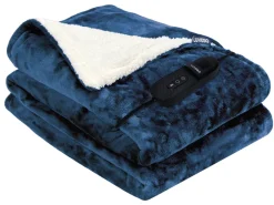 Luvego fleece/sherpa elektrische deken 160x120cm - Dark Blue