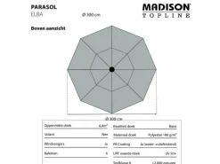 Madison Elba 300 cm push-up parasol - Grey