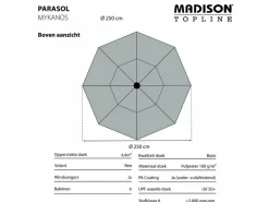 Madison Mykanos 250 cm push-up parasol - Grey
