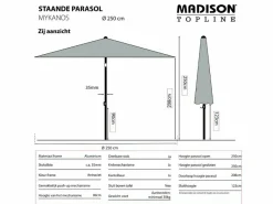 Madison Mykanos 250 cm push-up parasol - Taupe