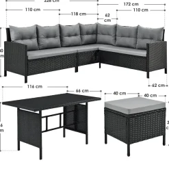 Manacor polyrotan zwarte loungeset