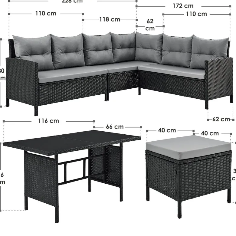 Manacor polyrotan zwarte loungeset