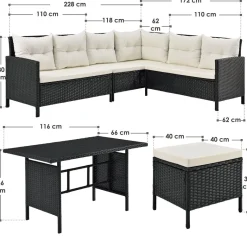 Manacor polyrotan zwart witte loungeset