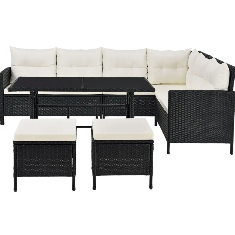 Manacor polyrotan zwart witte loungeset