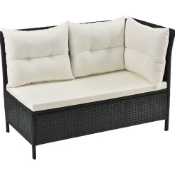 Manacor polyrotan zwart witte loungeset