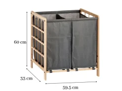 Marbeaux wasmand met 2 vakken - Grey
