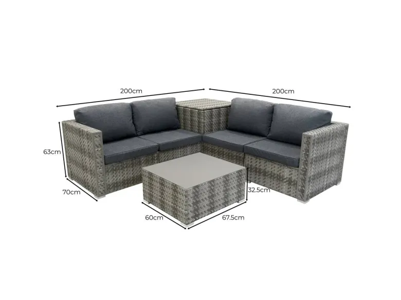 Marielle Rotan Modulaire 6-Delige Meubel Set - Grijs