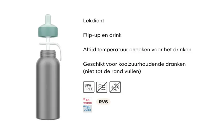 Mepal Campus flip-up 350 ml isoleerfles - Cool Mint