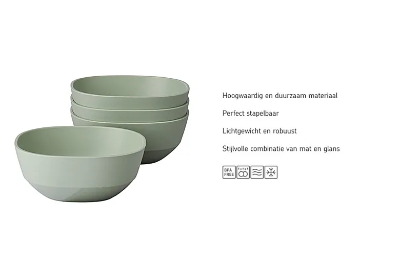 Mepal Silueta 250 ml set van 4 serveerschalen - Green