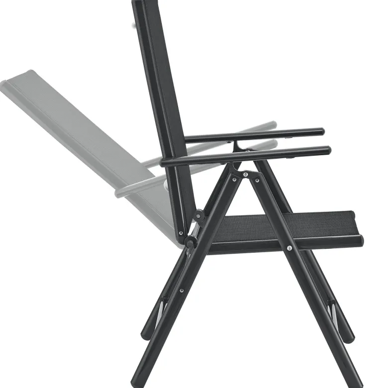 Milano aluminium 7-delige donkergrijze diningset