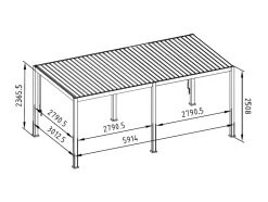 Mirador Deluxe 300 x 600 cm overkapping - antraciet