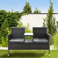 Monaco polyrotan zwarte tuinbank