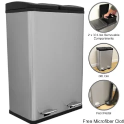 Monstershop dubbele pedaalemmer - 60 liter
