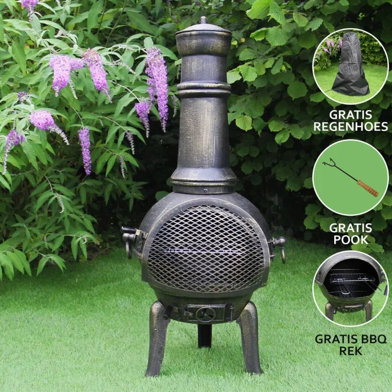 Monstershop gietijzer tuinhaard met hoes