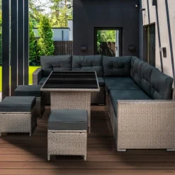 Monstershop Polyrattan Grey L-vormige loungset